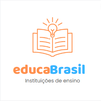 Logo de uma empresa de cursos online, com um livro aberto, uma lâmpada no topo nas cores laranja e azul
